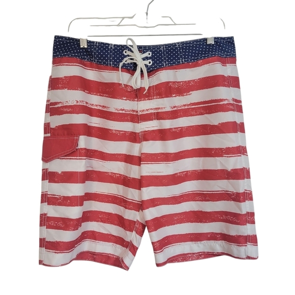 Old Navy Men's Board Shorts Swimming Shorts M Blue Red White American Flag - Picture 1 of 7
